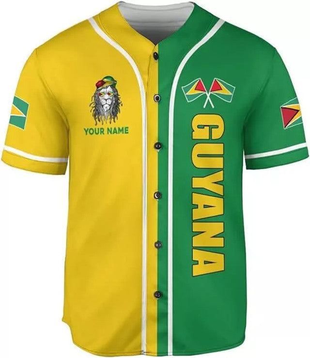 Guyana Pride Baseball Jersey Guyanese Flag Shirt Baseball Jersey S-5XL