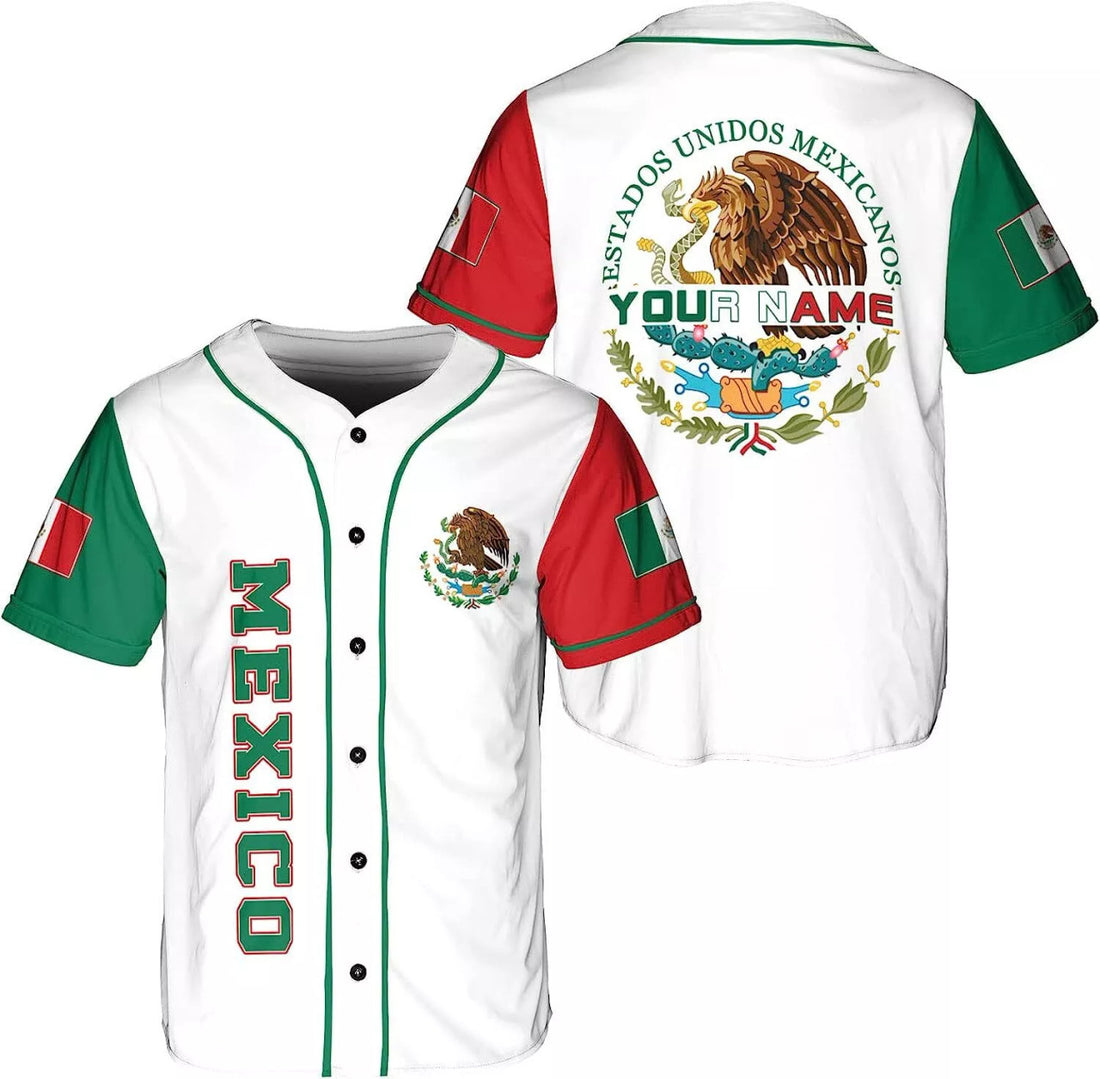 Custom Mexican Baseball Shirt Team Name Baseball Jersey S-5XL