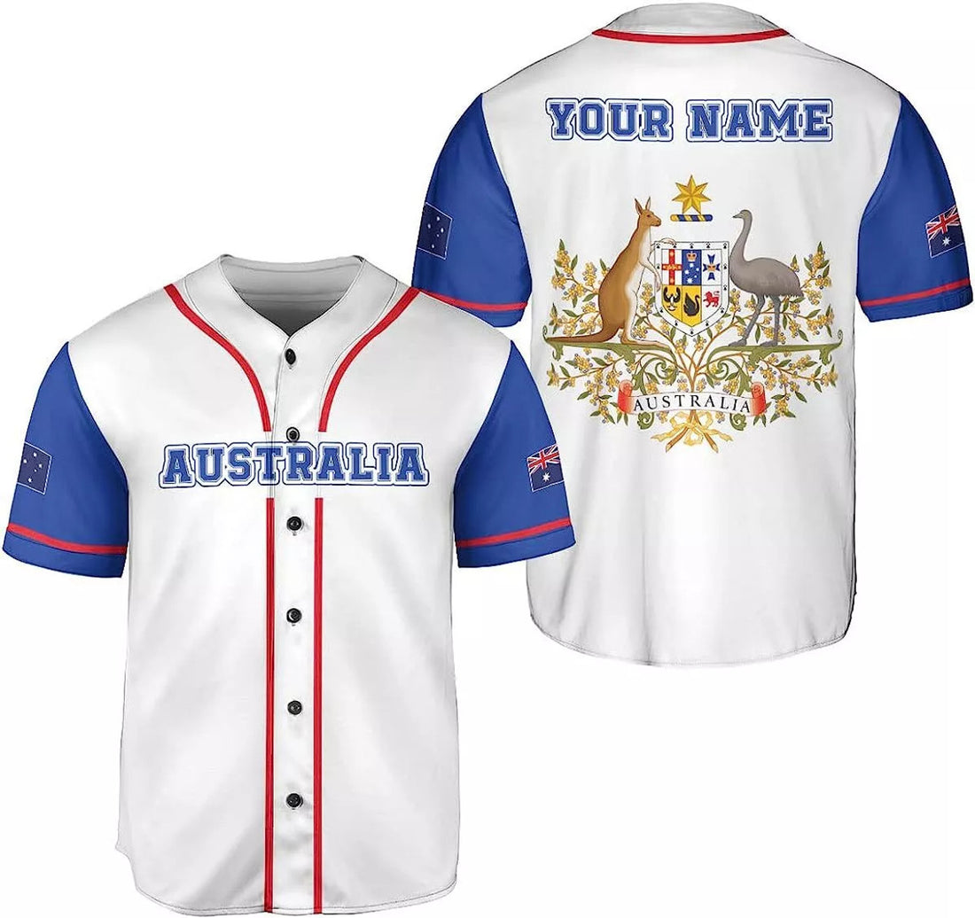 Personalized Australia Baseball Jersey Shirt Kangaroo Baseball Jersey S-5XL