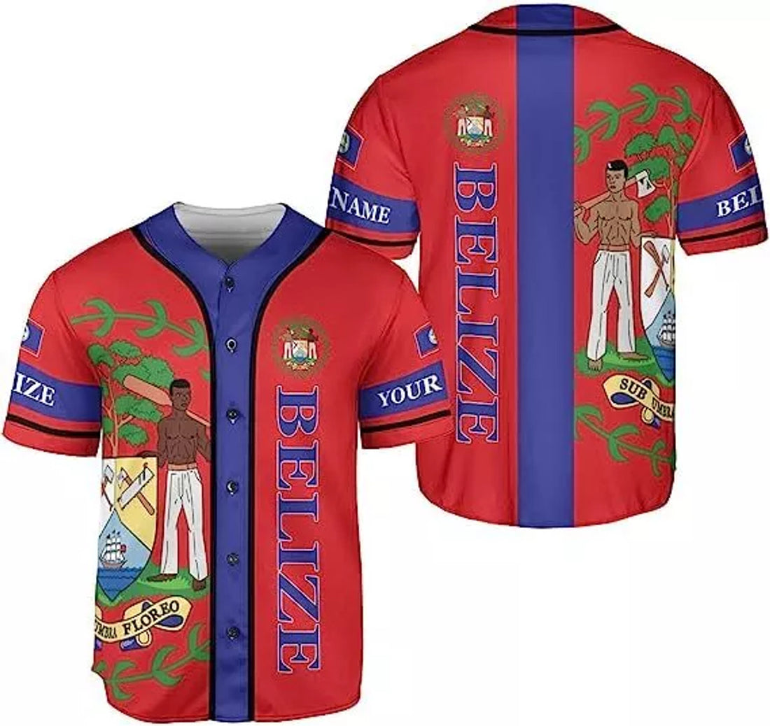Custom Belize Baseball Jersey Shirt Belizean Flag Pride Baseball Jersey S-5XL