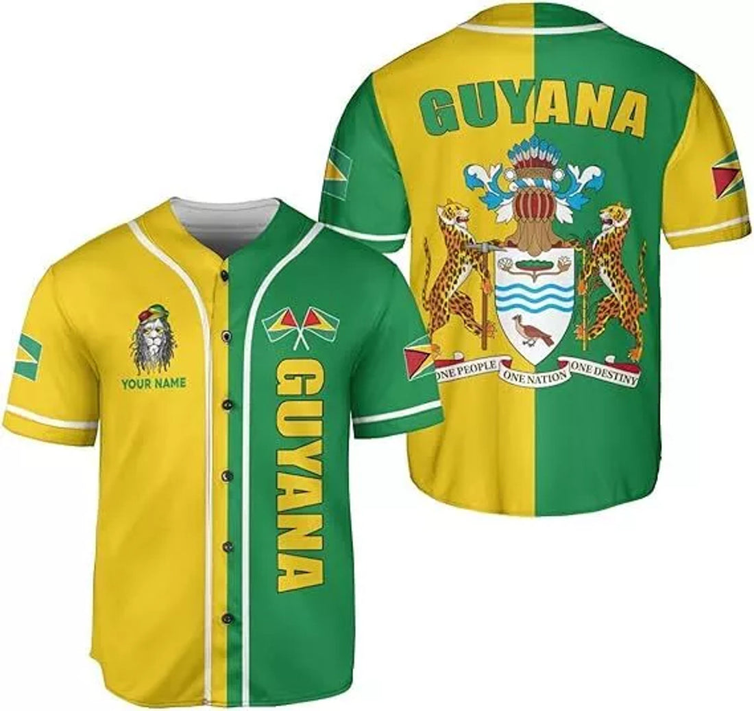 Guyana Pride Baseball Jersey Guyanese Flag Shirt Baseball Jersey S-5XL
