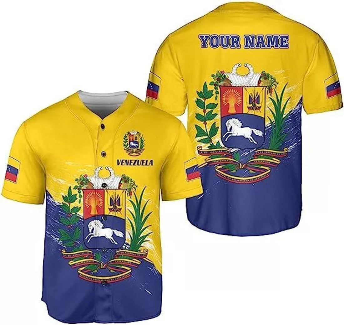 Custom Venezuela Baseball Jersey Proud Venezuelan Flag Baseball Jersey S-5XL