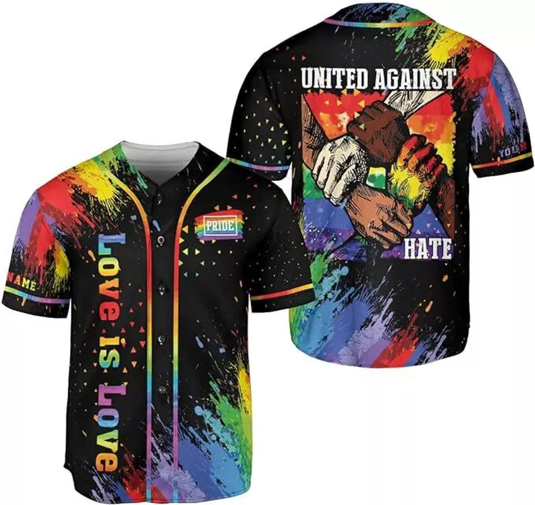 Custom LGBT Pride Baseball Jersey Rainbow Love is Love Baseball Jersey S-5XL