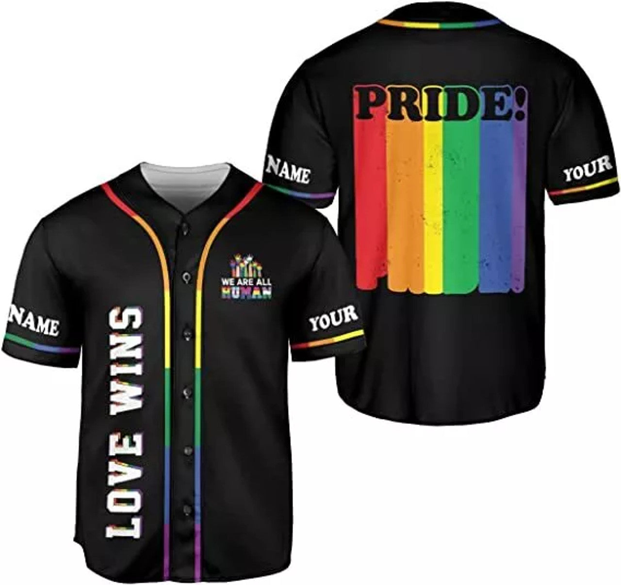 LGBT Pride Rainbow Baseball Jersey S-5XL