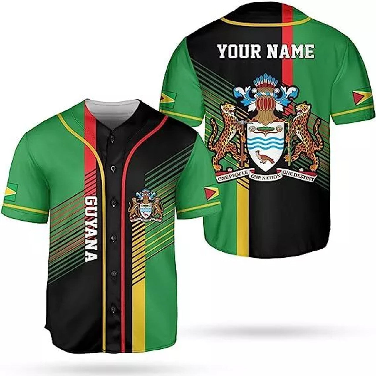 Custom Guyana Pride Baseball Jersey Guyanese Flag Baseball Jersey S-5XL