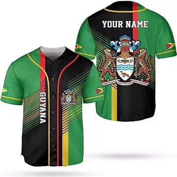 Custom Guyana Pride Baseball Jersey Guyanese Flag Baseball Jersey S-5XL