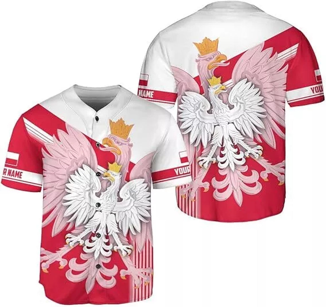 Custom Poland Baseball Jersey Polska T-Shirt Poland Shirt Baseball Jersey S-5XL