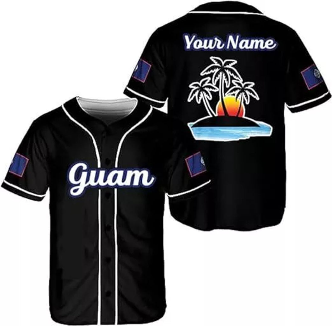 Guam Baseball Jersey Shirt Guahan Flag Design Baseball Jersey S-5XL