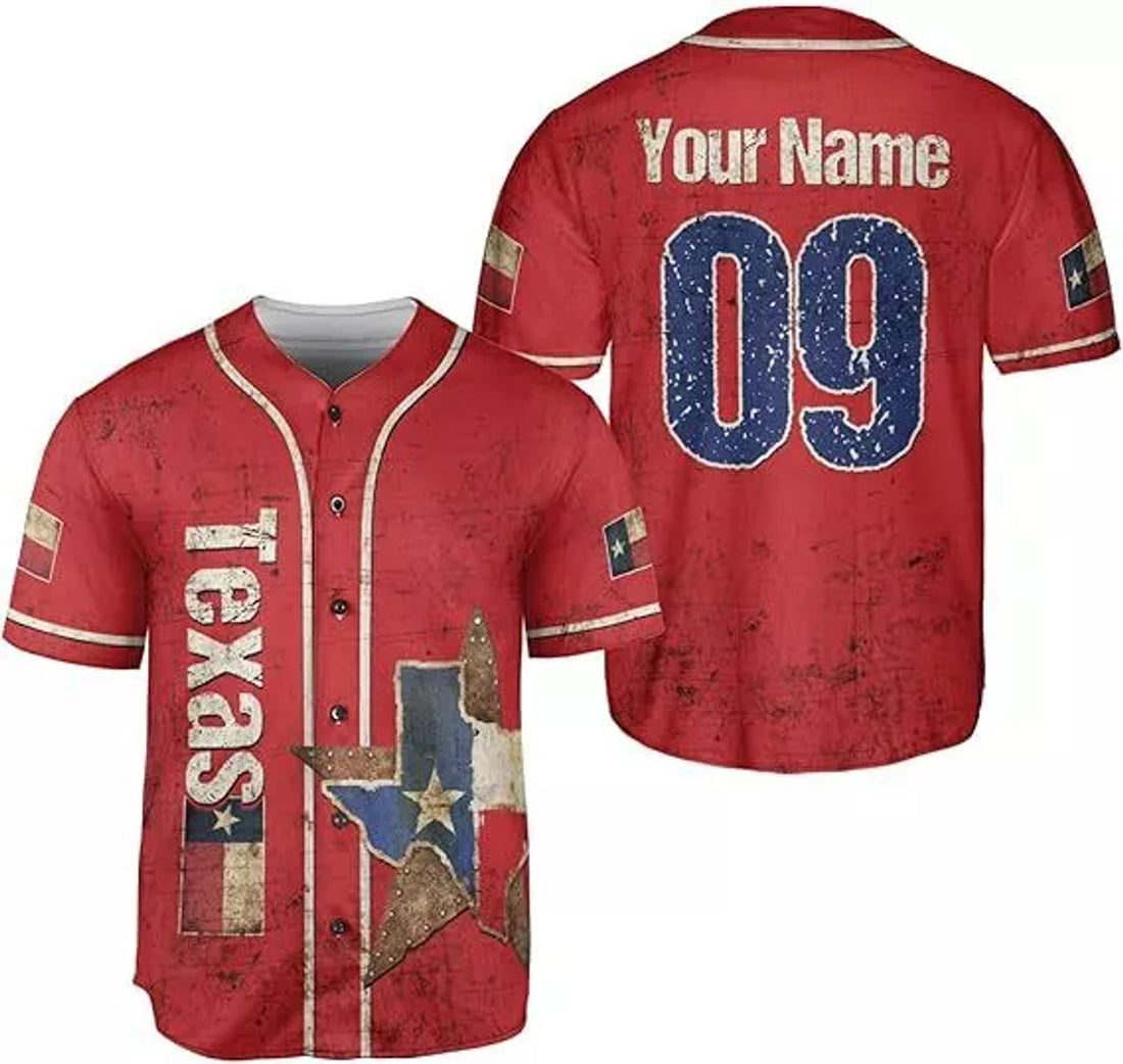 Custom Baseball Jersey Proud Texas Jersey State Flag Baseball Jersey S-5XL