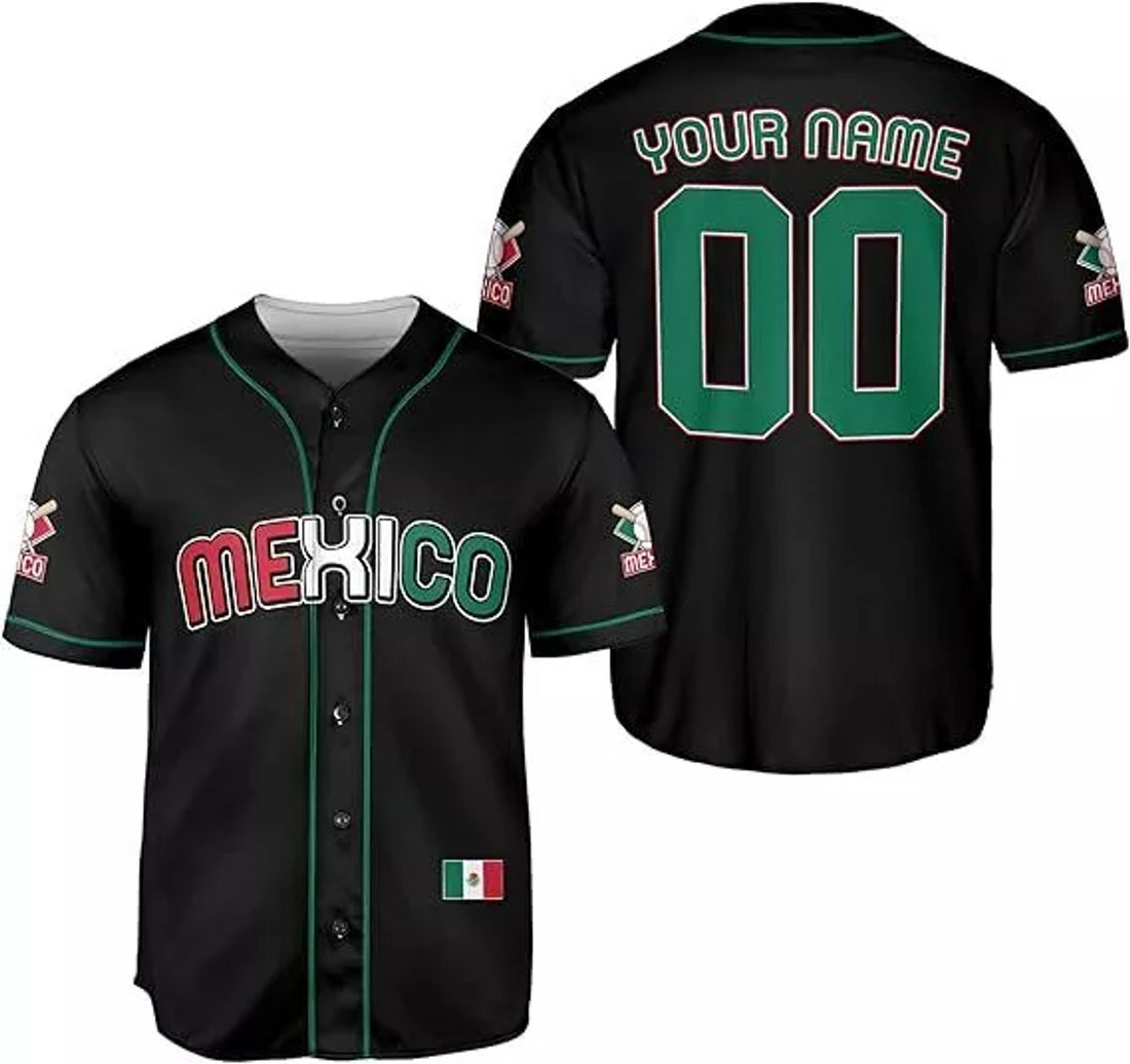 Custom Mexico Flag Baseball Jersey Soccer Shirt Mexican Baseball Jersey S-5XL