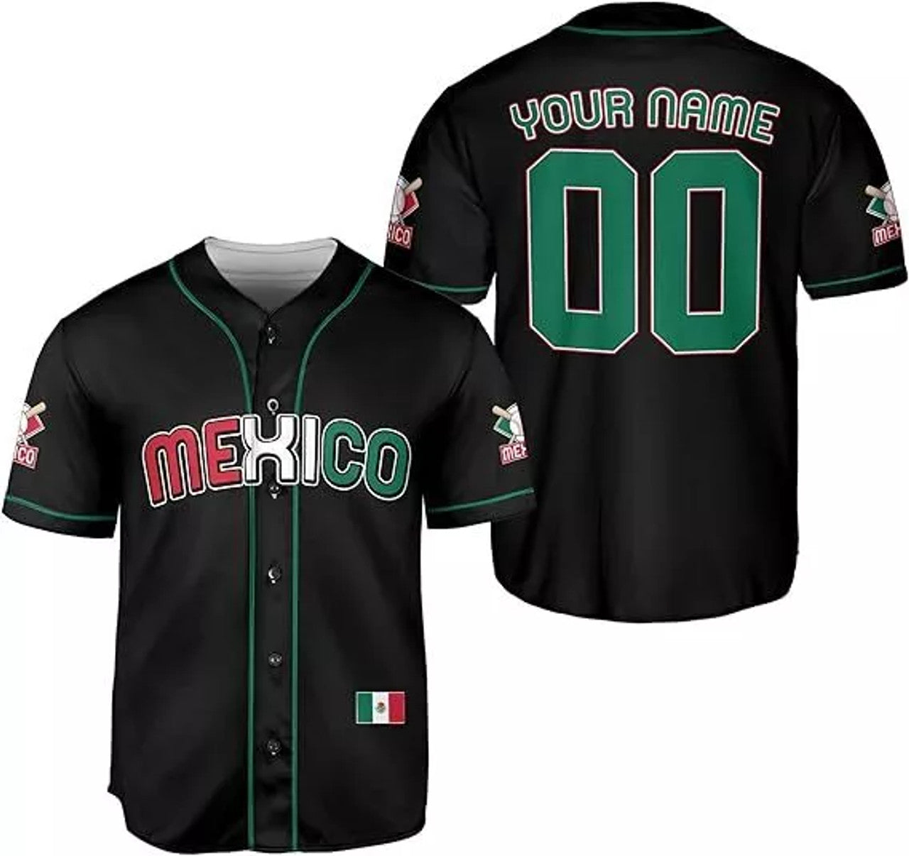 Custom Mexico Flag Baseball Jersey Soccer Shirt Mexican Baseball Jersey S-5XL