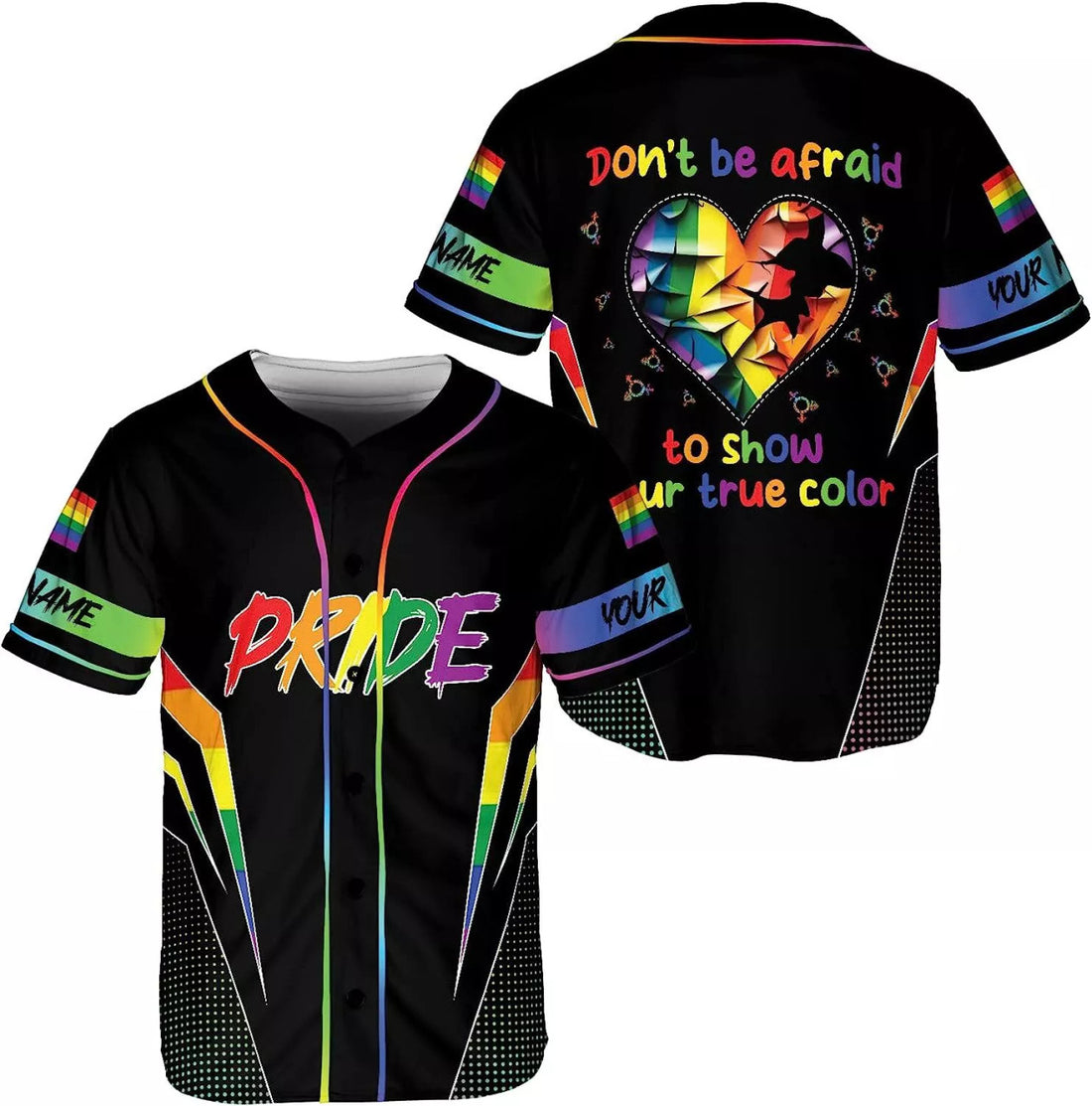 Customized LGBT Pride Baseball Jersey S-5XL