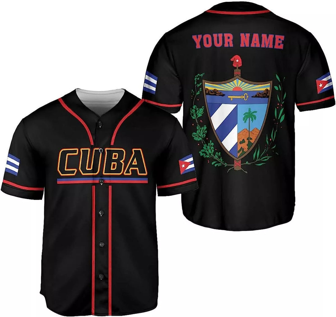 Custom Cuba Baseball Shirt Cuba Flag Baseball Jersey S-5XL