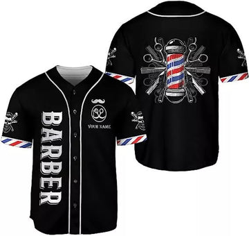 Custom Barber Shop Jersey Hairdresser Baseball Jersey S-5XL