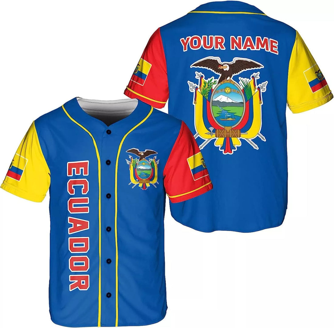 Custom Ecuador Baseball Shirt Ecuador Flag Jersey Baseball Jersey S-5XL