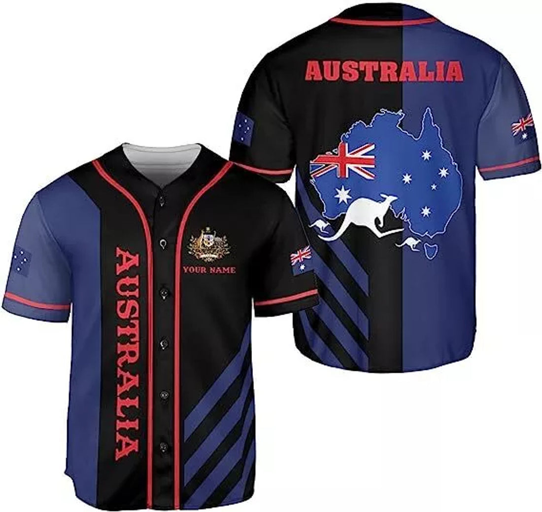 Custom Australia Baseball Jersey Shirt Flag Kangaroo Baseball Jersey S-5XL