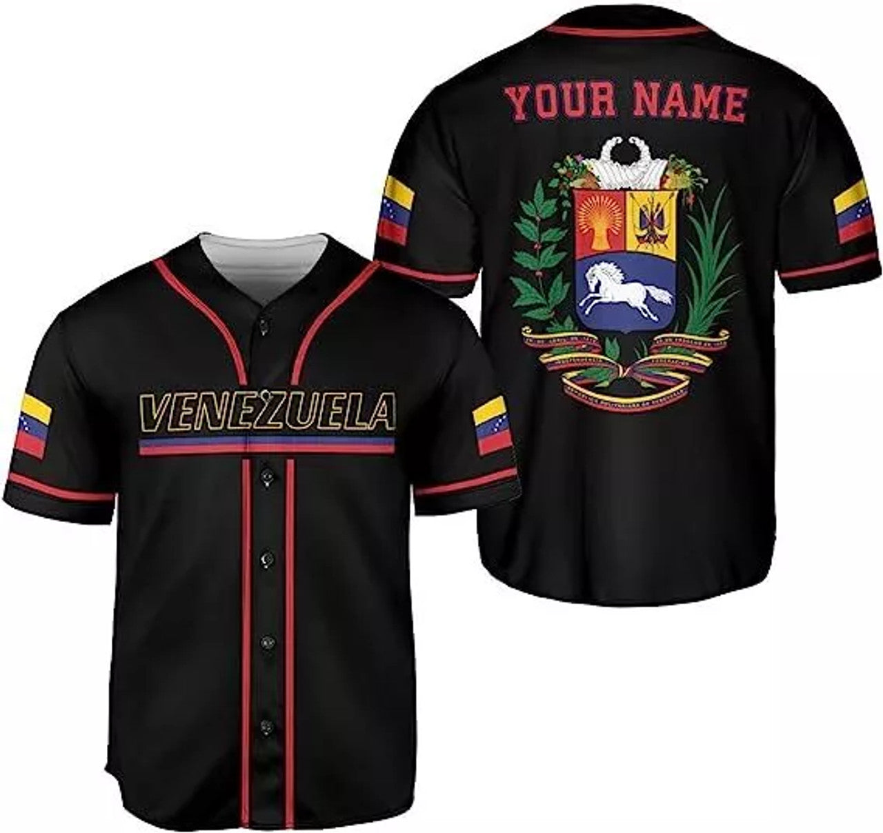 Custom Venezuela Baseball Jersey Proud Venezuelan Flag Baseball Jersey S-5XL