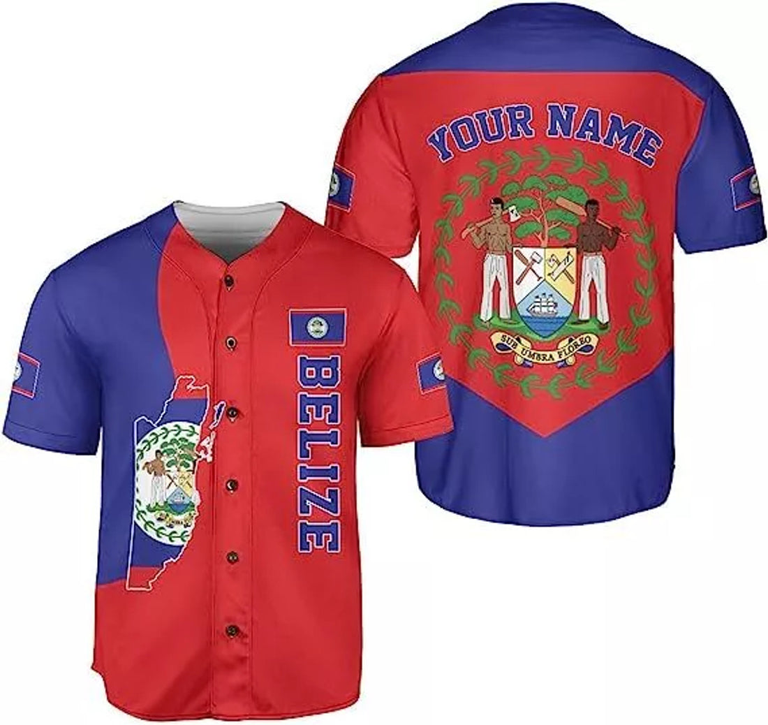 Custom Personalized Belize Baseball Jersey Belizean Flag Baseball Jersey S-5XL
