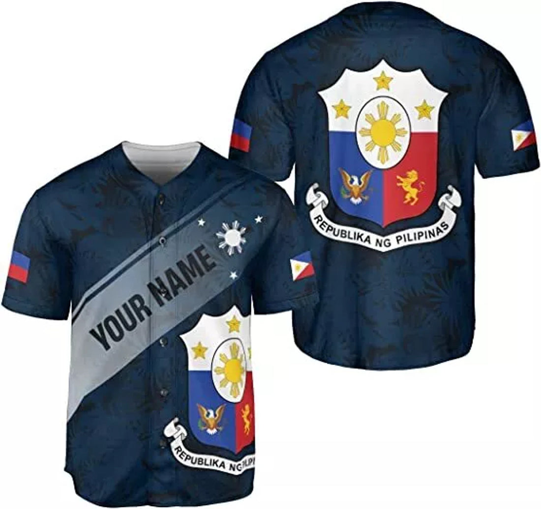 Custom Name Philippines Baseball Jersey Filipino Flag Baseball Jersey S-5XL
