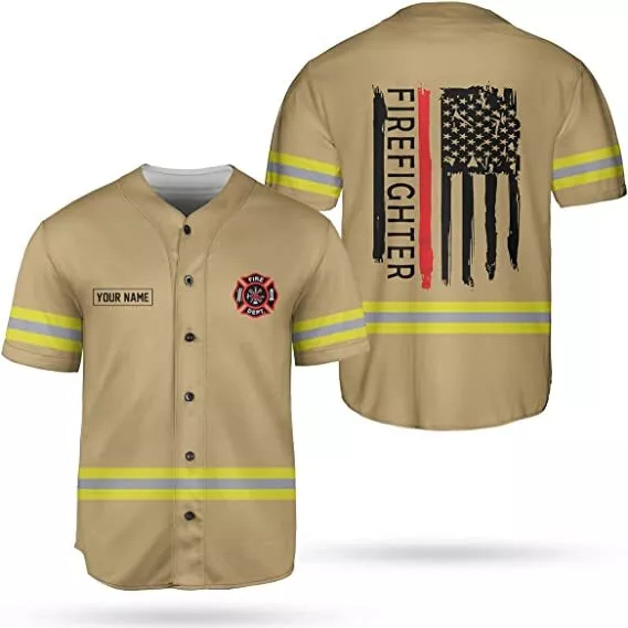 Custom Firefighter Baseball Jersey Thin Red Line Gift Baseball Jersey S-5XL