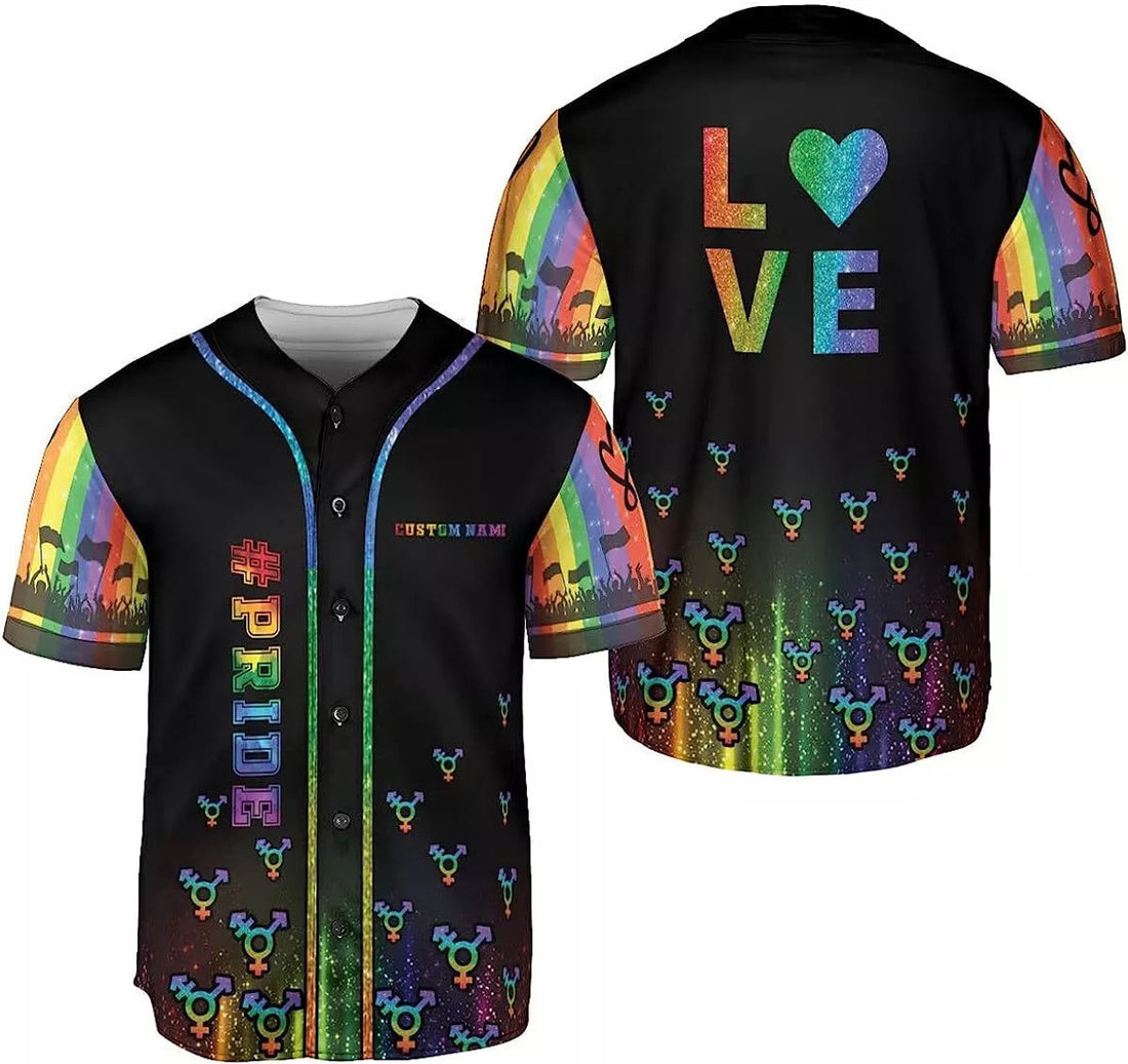 Custom Rainbow Pride LGBT Love is Love Baseball Jersey S-5XL