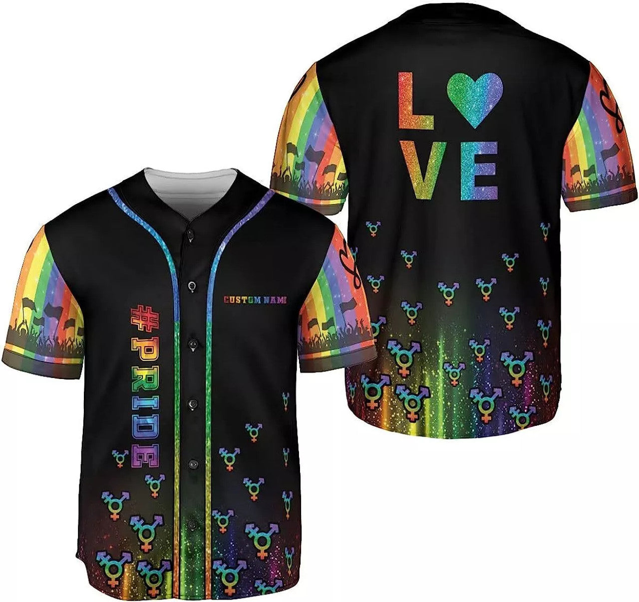 Custom Rainbow Pride LGBT Love is Love Baseball Jersey S-5XL