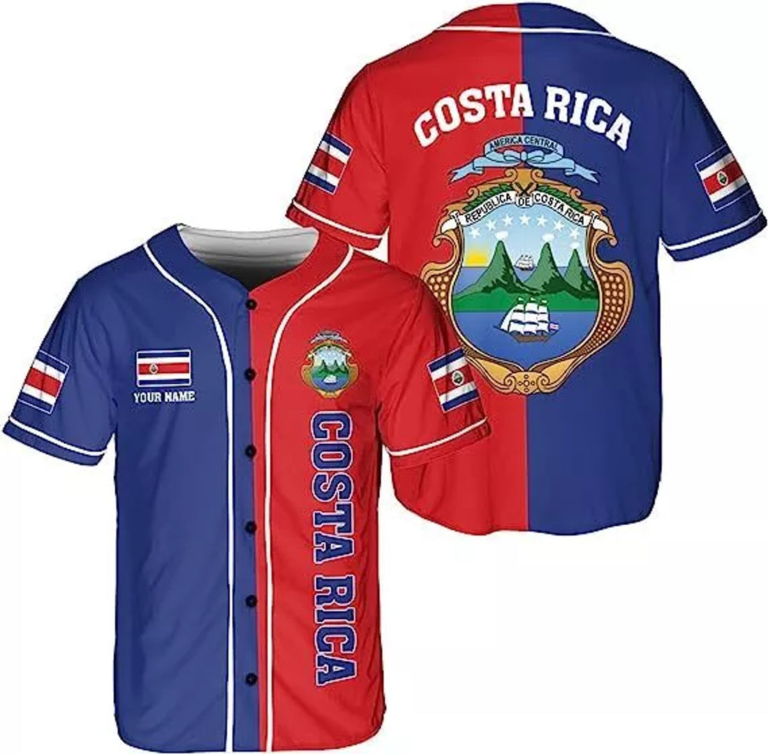 Custom Costa Rica Baseball Jersey for Men Women Baseball Jersey S-5XL
