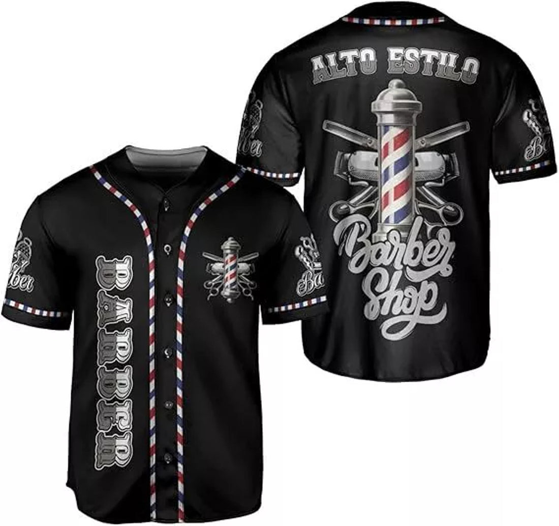 Barber Shop Name Shirt 3D Scis Baseball Jersey S-5XL
