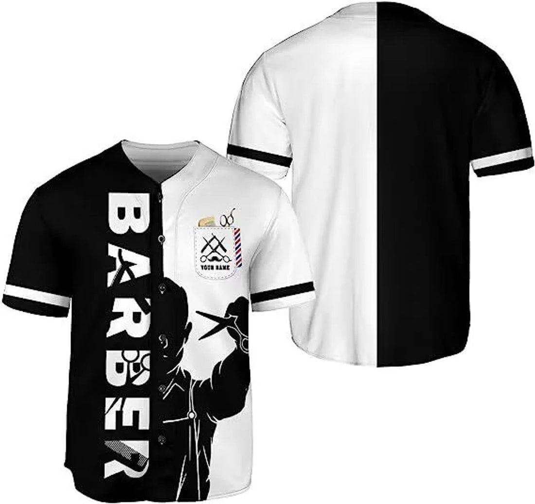 Custom Barber Shop Baseball Jersey Hairdresser Baseball Jersey S-5XL