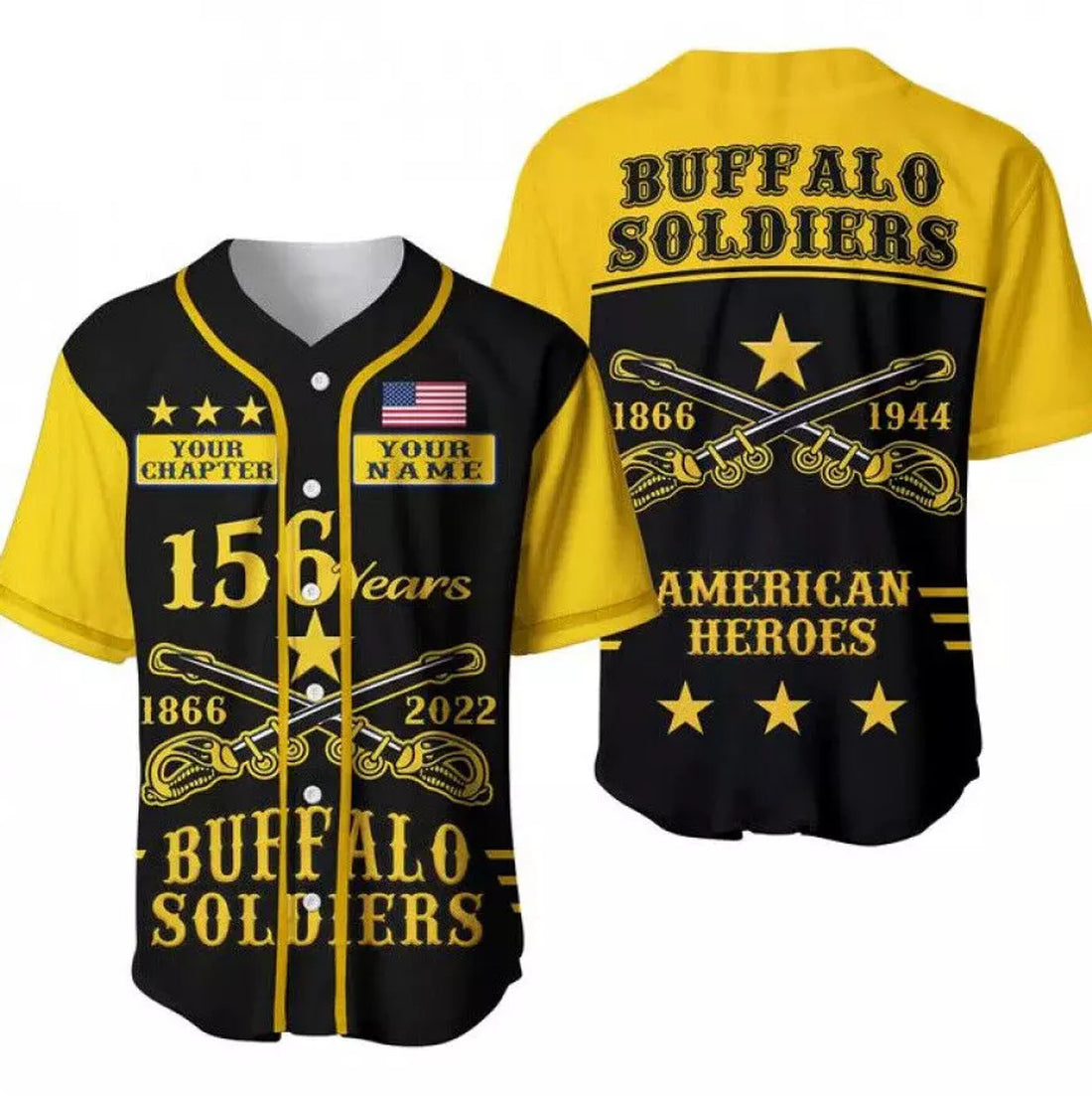 Custom Name Buffalo Soldier 3D Baseball Jersey S-5XL