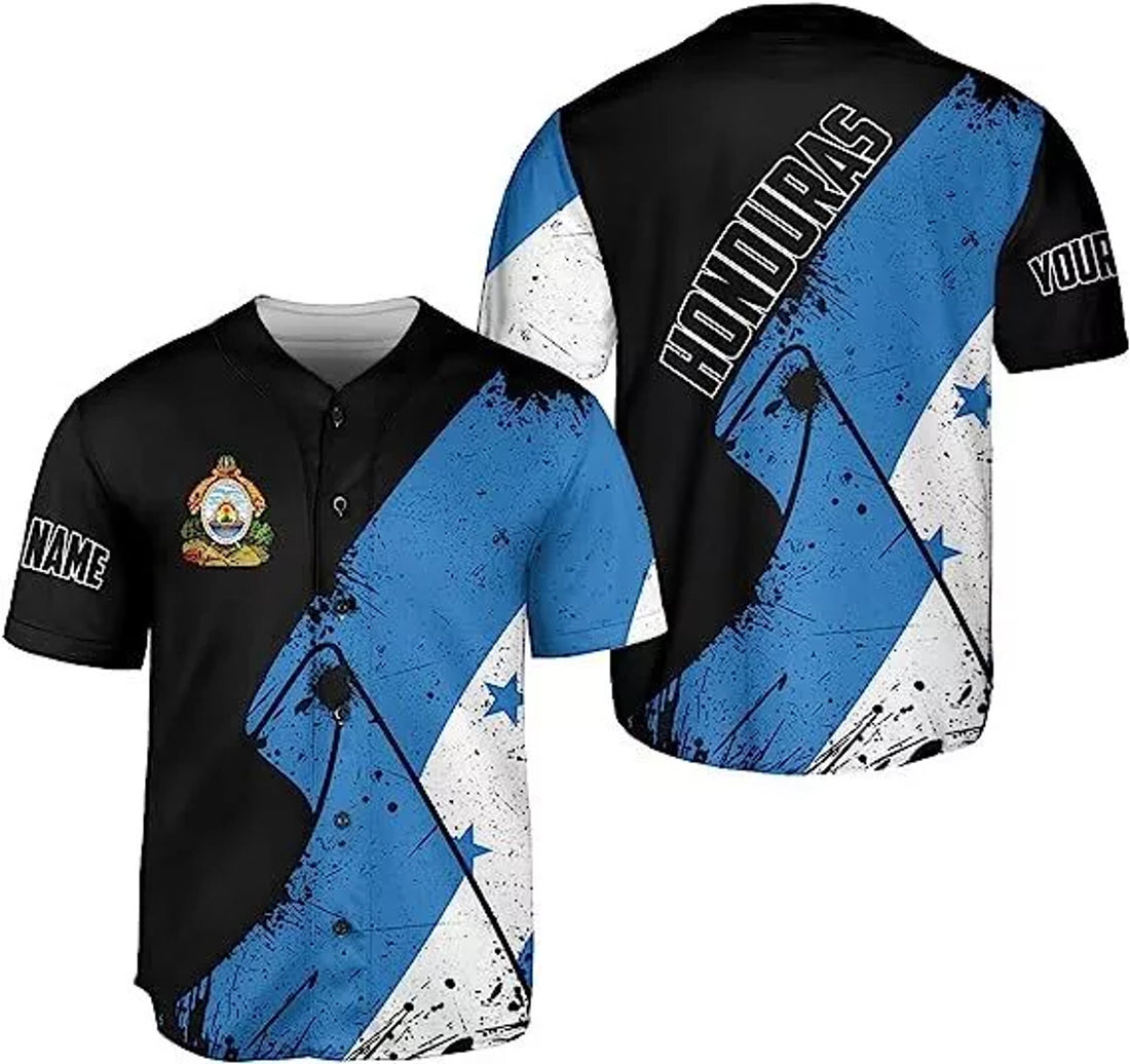 Custom Personalized Honduras Flag Baseball Jersey Shirt S-5XL