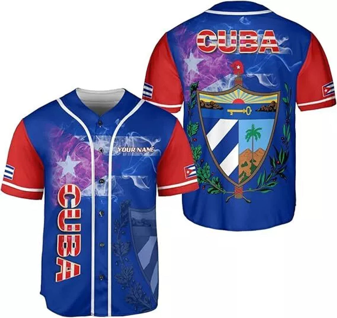 Custom Cuba Baseball Shirt Cuba Flag Pride Jersey Baseball Jersey S-5XL