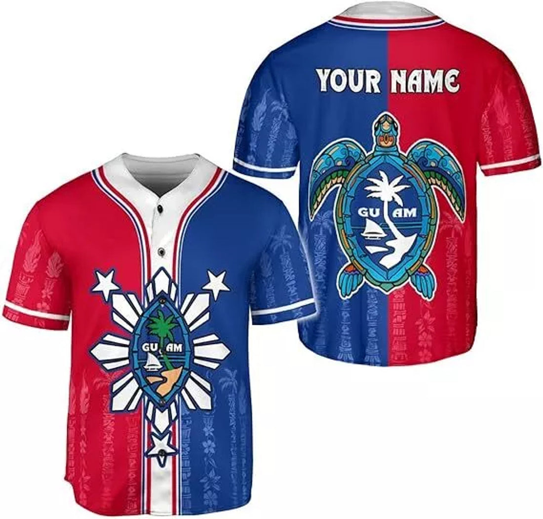 Custom Guam Novelty Baseball Jersey 3D Short Sleeve Baseball Jersey S-5XL