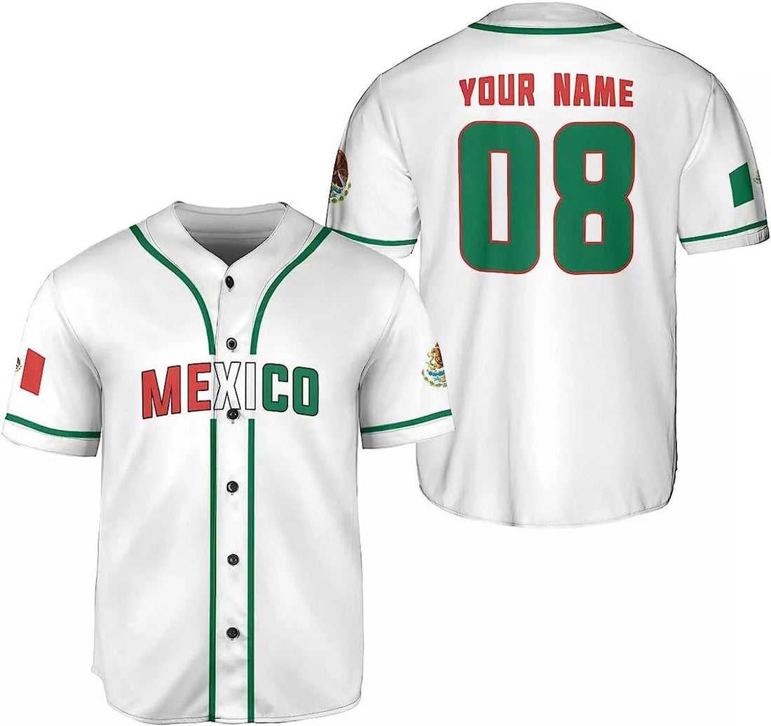 Custom Mexican Baseball Shirt Team Name Baseball Jersey S-5XL