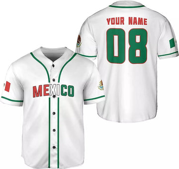 Custom Mexican Baseball Shirt Team Name Baseball Jersey S-5XL