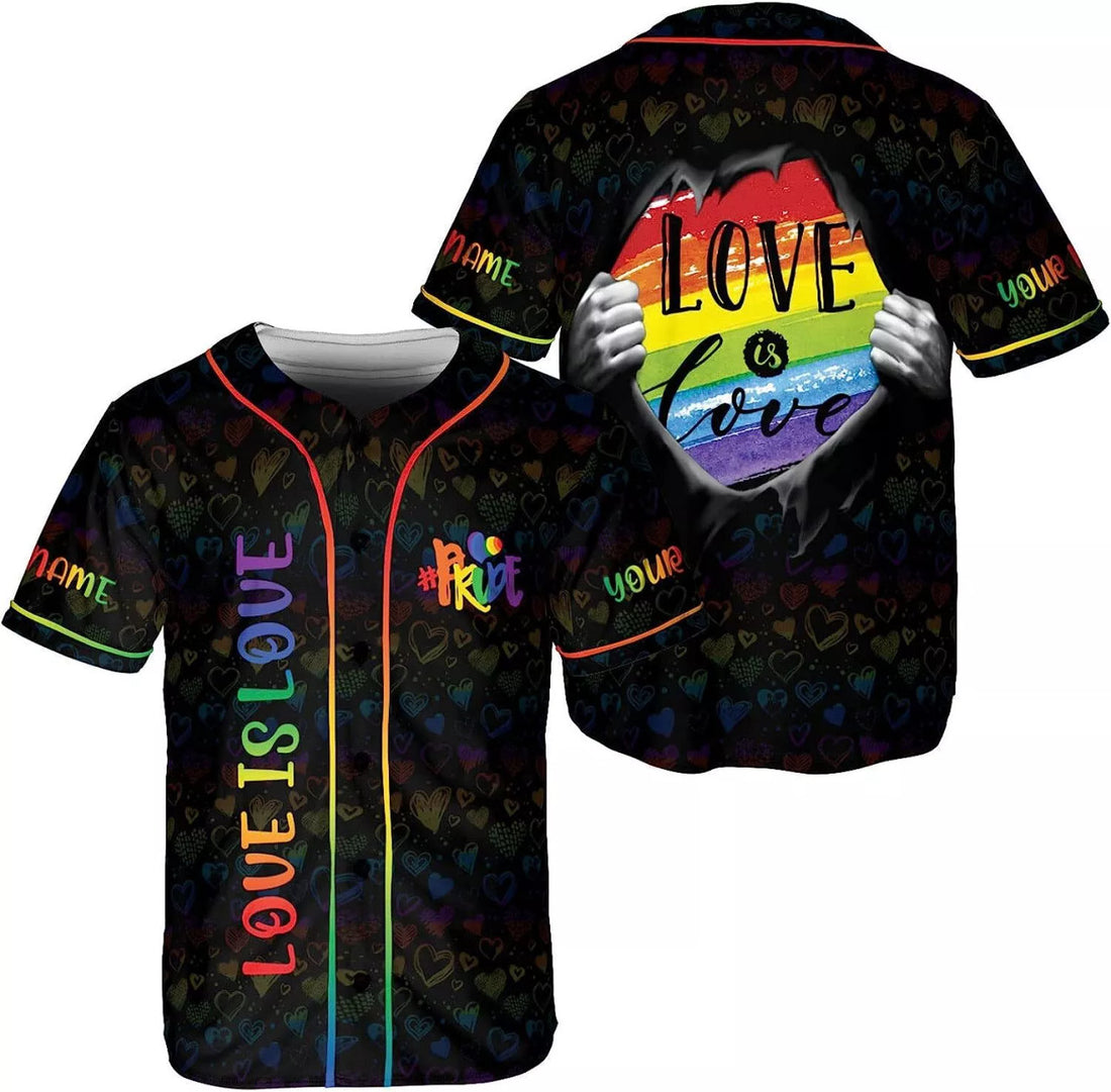 Custom Rainbow Pride LGBT Love is Love Baseball Jersey S-5XL