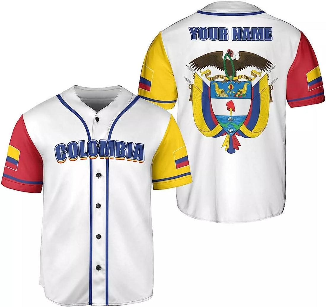 Custom Colombia Baseball Jersey Shirt Colombian Flag Baseball Jersey S-5XL