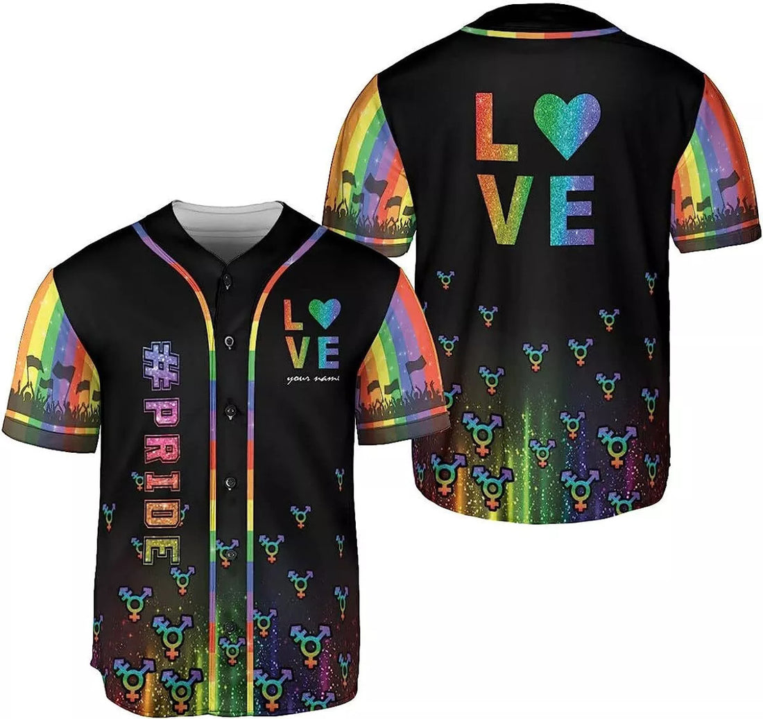 Custom Rainbow Pride LGBT Love Baseball Jersey S-5XL