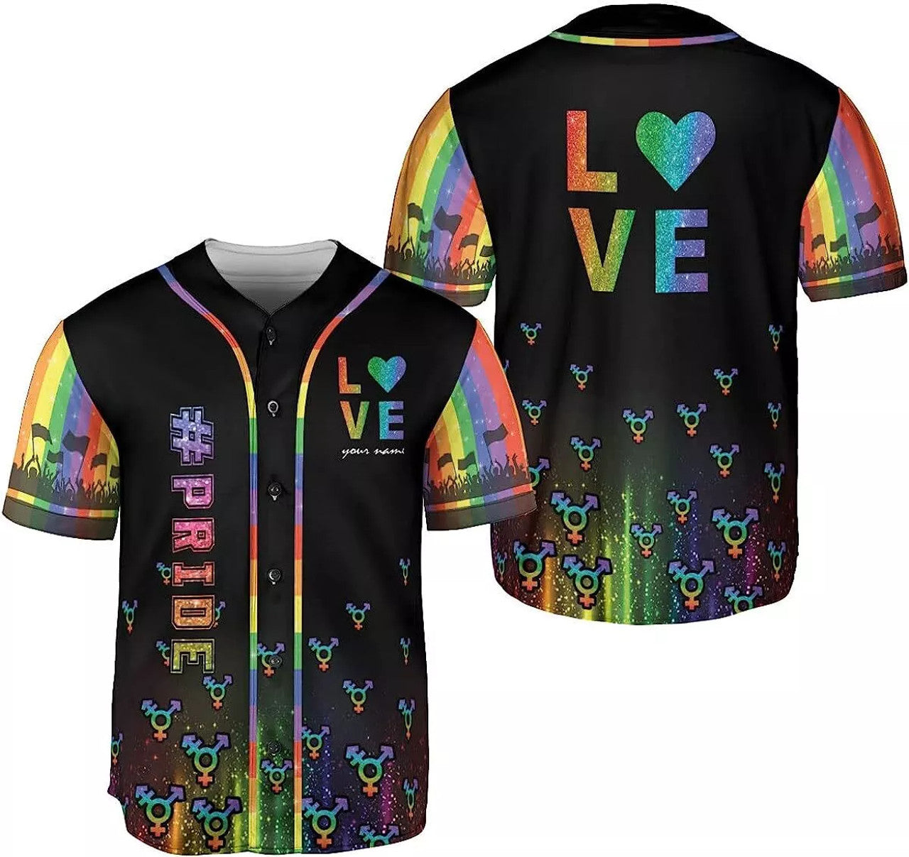 Custom Rainbow Pride LGBT Love Baseball Jersey S-5XL