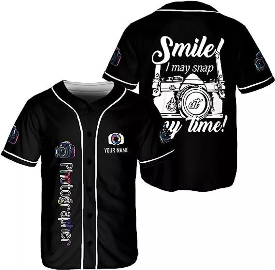 Custom Personalized Photography Jersey Shirt Photographer Baseball Jersey S-5XL