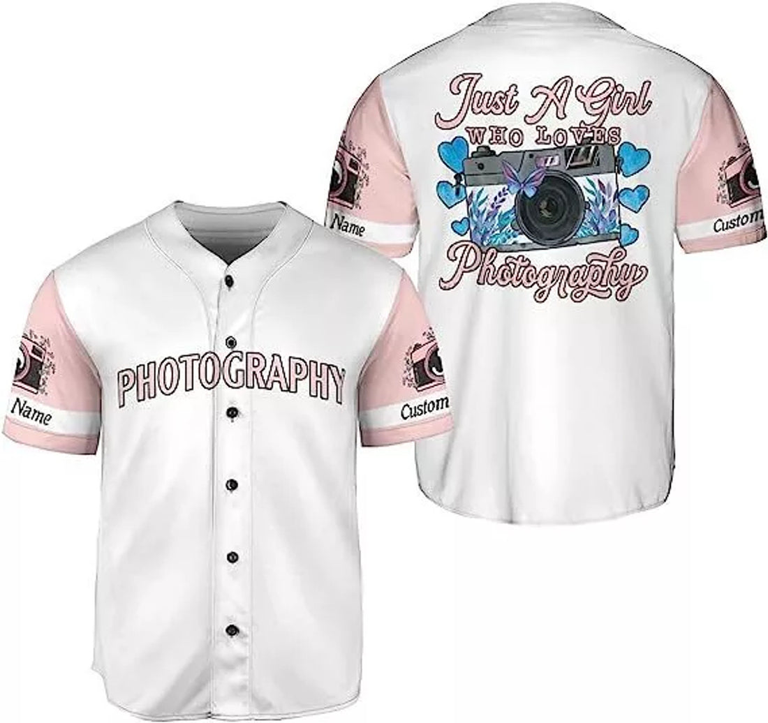 Personalized Photography Jersey Shirt Photographer Baseball Jersey S-5XL