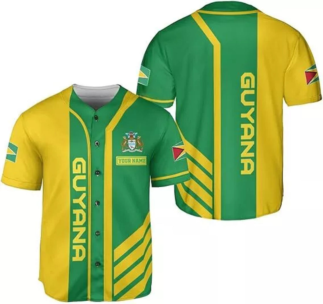 Custom Guyana Pride Baseball Jersey Guyanese Flag Shirt Baseball Jersey S-5XL
