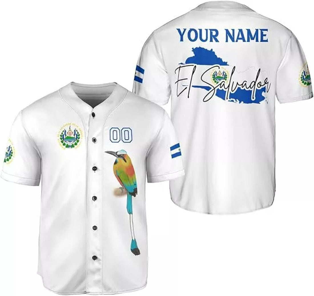 Custom El Salvador Baseball Jersey Flag Salvadorans Pride Baseball Jersey S-5XL