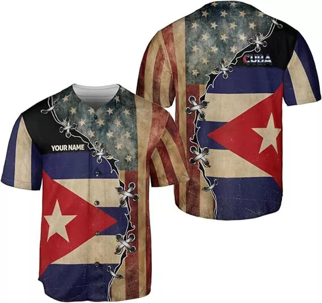 Custom Cuba Flag Pride Baseball Jersey Cuba Jersey Baseball Jersey S-5XL