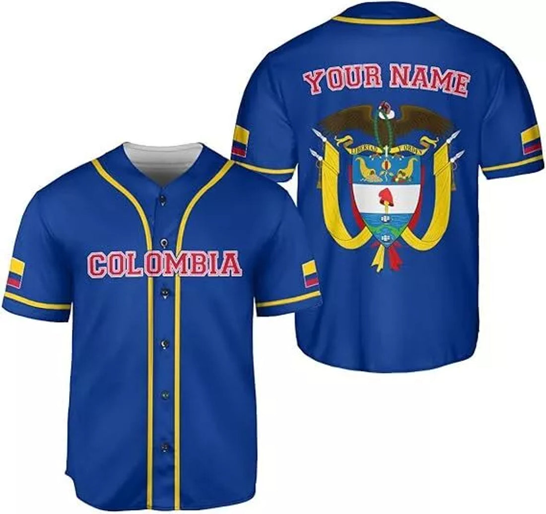 Custom Colombia Baseball Jersey Flag Shirt Baseball Jersey S-5XL