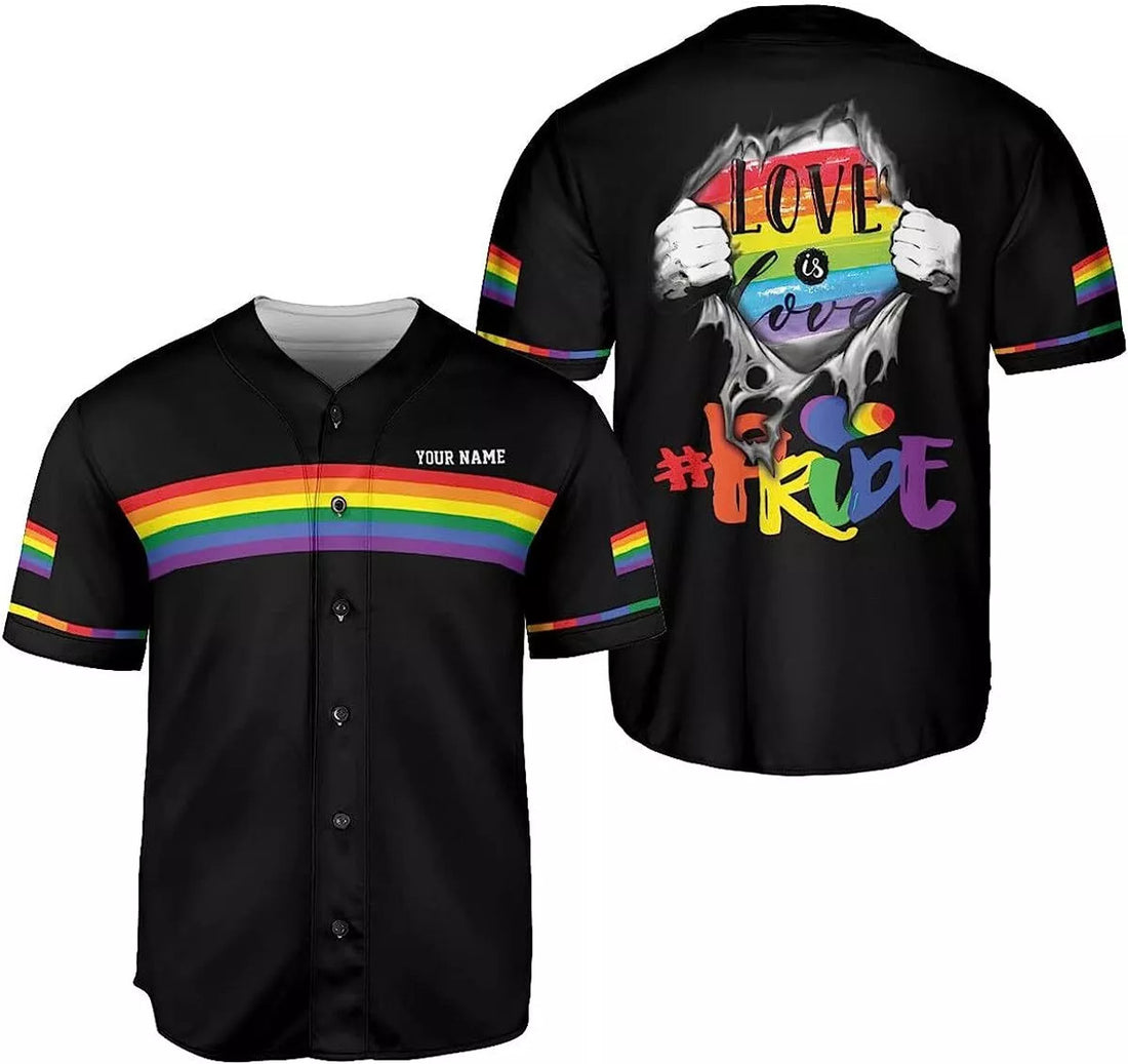 Custom Rainbow Pride LGBT Love Baseball Jersey S-5XL
