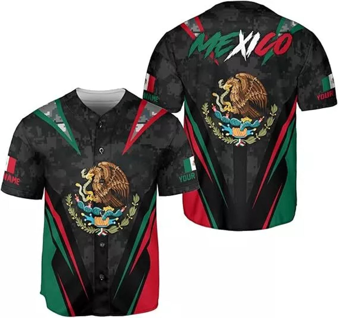 Custom Mexico Flag Baseball Soccer Shirt Baseball Jersey S-5XL