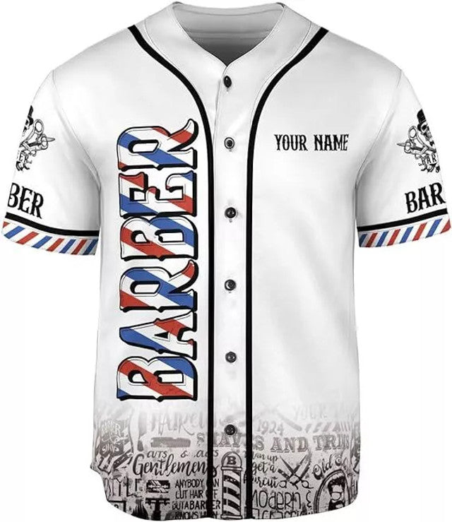 Custom Name Barber Shop Jersey 3D Shirt Baseball Jersey S-5XL