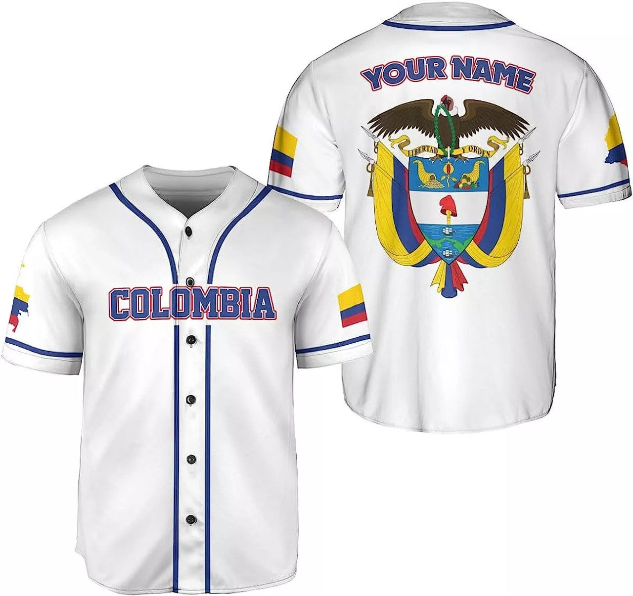 Custom Colombia Baseball Jersey Shirt Colombian Flag Baseball Jersey S-5XL