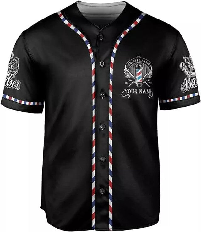 Custom Personalized Barber Shop Baseball Jersey Name Baseball Jersey S-5XL